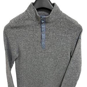 Swannies Sweater Mens Medium Gray Wolff Fleece 1/4 Snap Buttons Pullover Casual